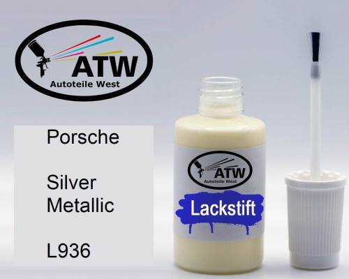 Porsche, Silver Metallic, L936: 20ml Lackstift, von ATW Autoteile West.